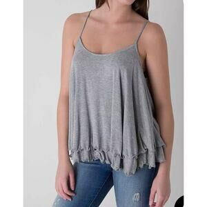 🎄 Red by BKE EUC flowy layered ruffle tank cami top Small heather grey